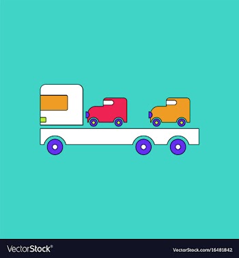 Flat icon design collection car carrier truck vector image