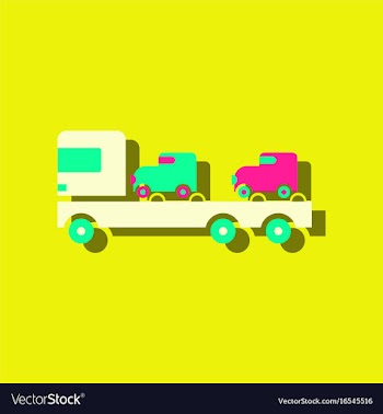 Flat icon design collection car carrier truck vector image