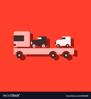 Flat icon design collection car carrier truck vector image