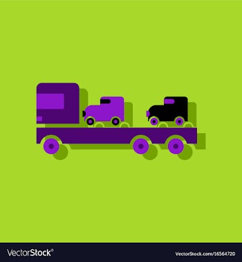 Flat icon design collection car carrier truck vector image