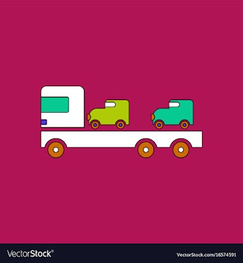Flat icon design collection car carrier truck vector image