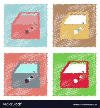 Flat icon design collection car door in hatching vector image