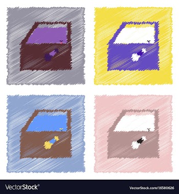 Flat icon design collection car door in hatching vector image