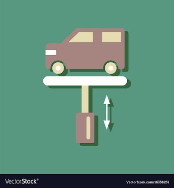 Flat icon design collection car on the lift in vector image
