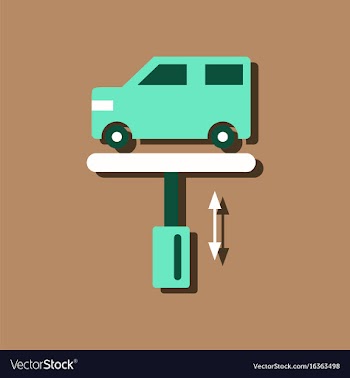 Flat icon design collection car on the lift in vector image