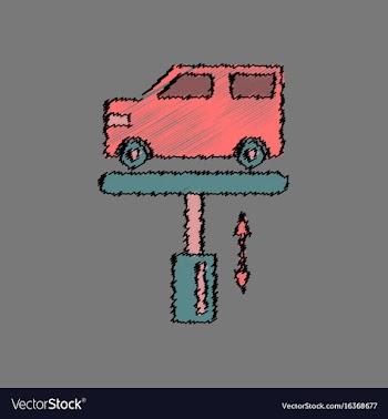 Flat icon design collection car on the lift in vector image