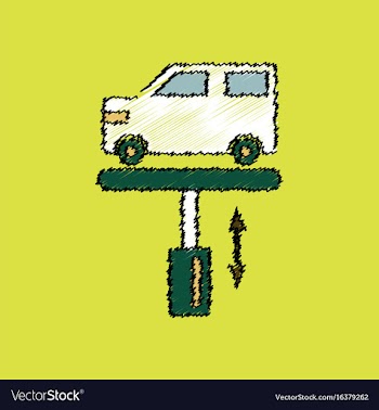 Flat icon design collection car on the lift in vector image