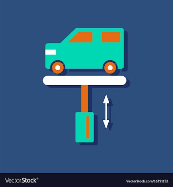 Flat icon design collection car on the lift in vector image