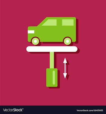 Flat icon design collection car on the lift in vector image
