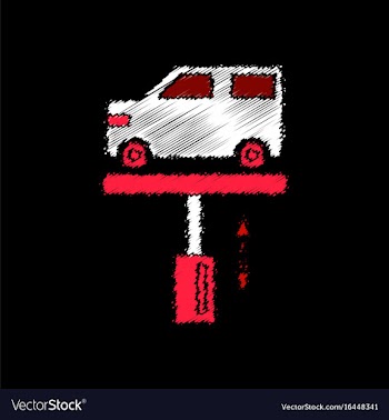 Flat icon design collection car on the lift in vector image