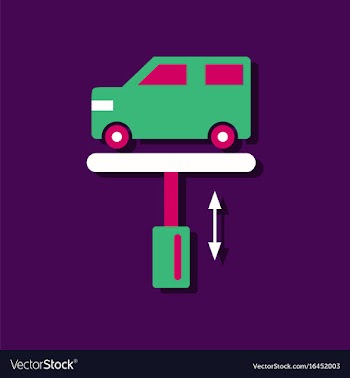 Flat icon design collection car on the lift in vector image