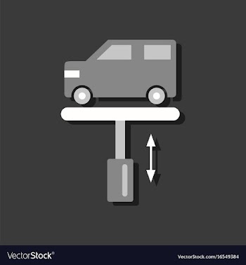 Flat icon design collection car on the lift in vector image