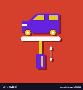 Flat icon design collection car on the lift in vector image