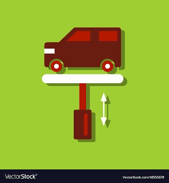 Flat icon design collection car on the lift in vector image