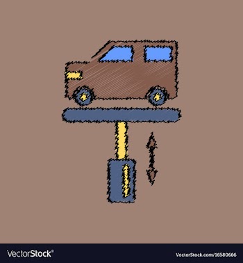 Flat icon design collection car on the lift in vector image