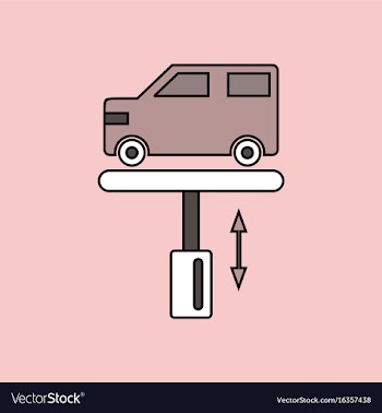 Flat icon design collection car on the lift vector image