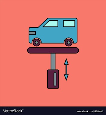 Flat icon design collection car on the lift vector image