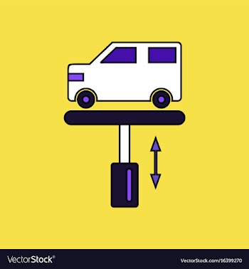 Flat icon design collection car on the lift vector image