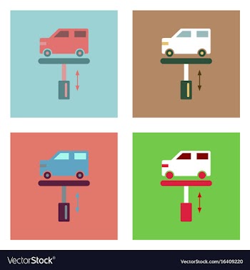 Flat icon design collection car on the lift vector image