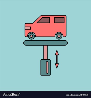 Flat icon design collection car on the lift vector image