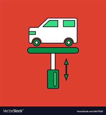 Flat icon design collection car on the lift vector image