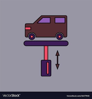 Flat icon design collection car on the lift vector image