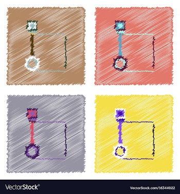 Flat icon design collection car piston and arrows vector image
