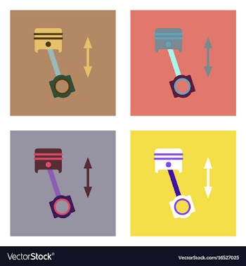 Flat icon design collection car piston and arrows vector image