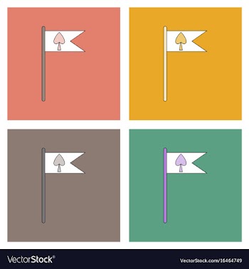 Flat icon design collection cards symbol on flag vector image