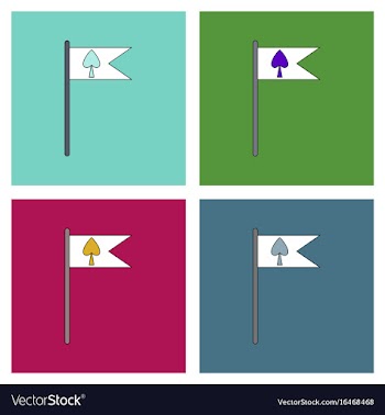 Flat icon design collection cards symbol on flag vector image