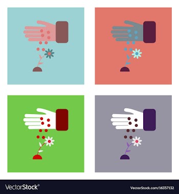 Flat icon design collection care for flower vector image