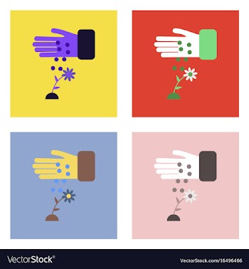 Flat icon design collection care for flower vector image