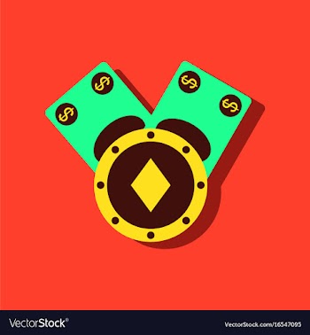 Flat icon design collection casino chip and cash vector image