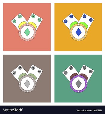 Flat icon design collection casino chip and cash vector image