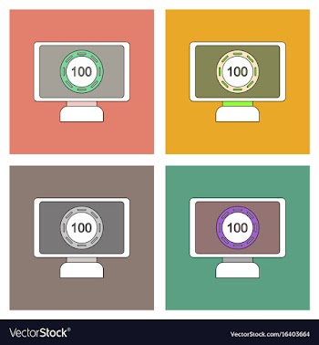 Flat icon design collection casino chip on screen vector image
