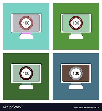 Flat icon design collection casino chip on screen vector image