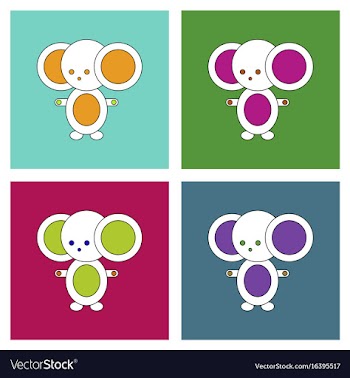 Flat icon design collection cheburashka russian vector image