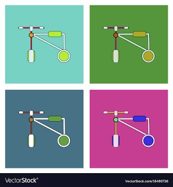Flat icon design collection children bicycle vector image