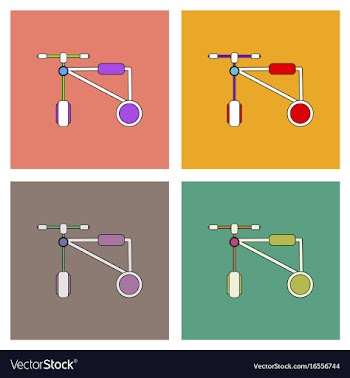 Flat icon design collection children bicycle vector image