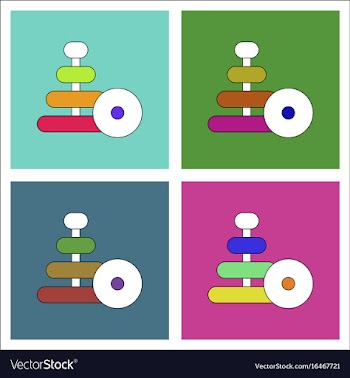 Flat icon design collection children ring toy vector image