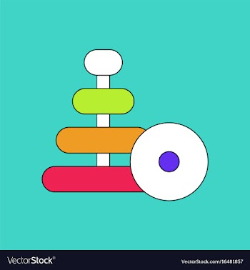 Flat icon design collection children ring toy vector image