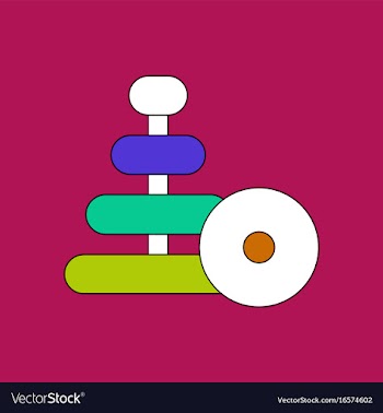 Flat icon design collection children ring toy vector image