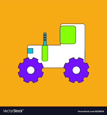 Flat icon design collection children tractor vector image
