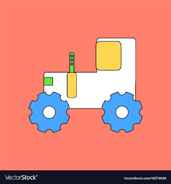 Flat icon design collection children tractor vector image