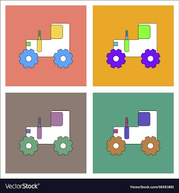 Flat icon design collection children tractor vector image