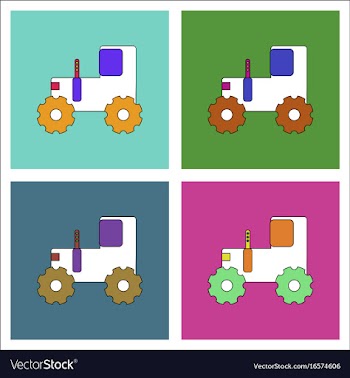 Flat icon design collection children tractor vector image