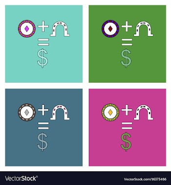 Flat icon design collection chip horseshoe dollar vector image