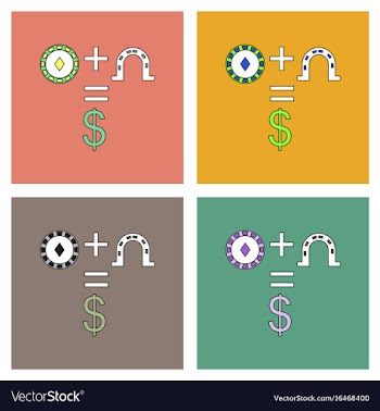 Flat icon design collection chip horseshoe dollar vector image