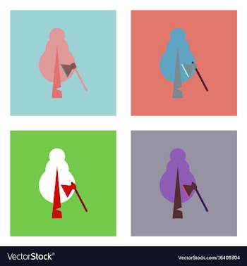 Flat icon design collection chopping wood vector image