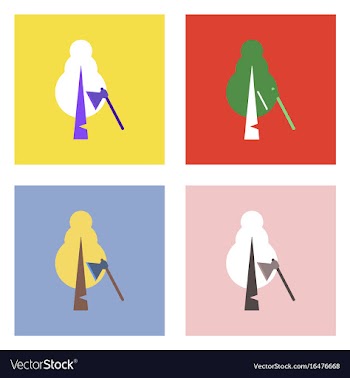 Flat icon design collection chopping wood vector image